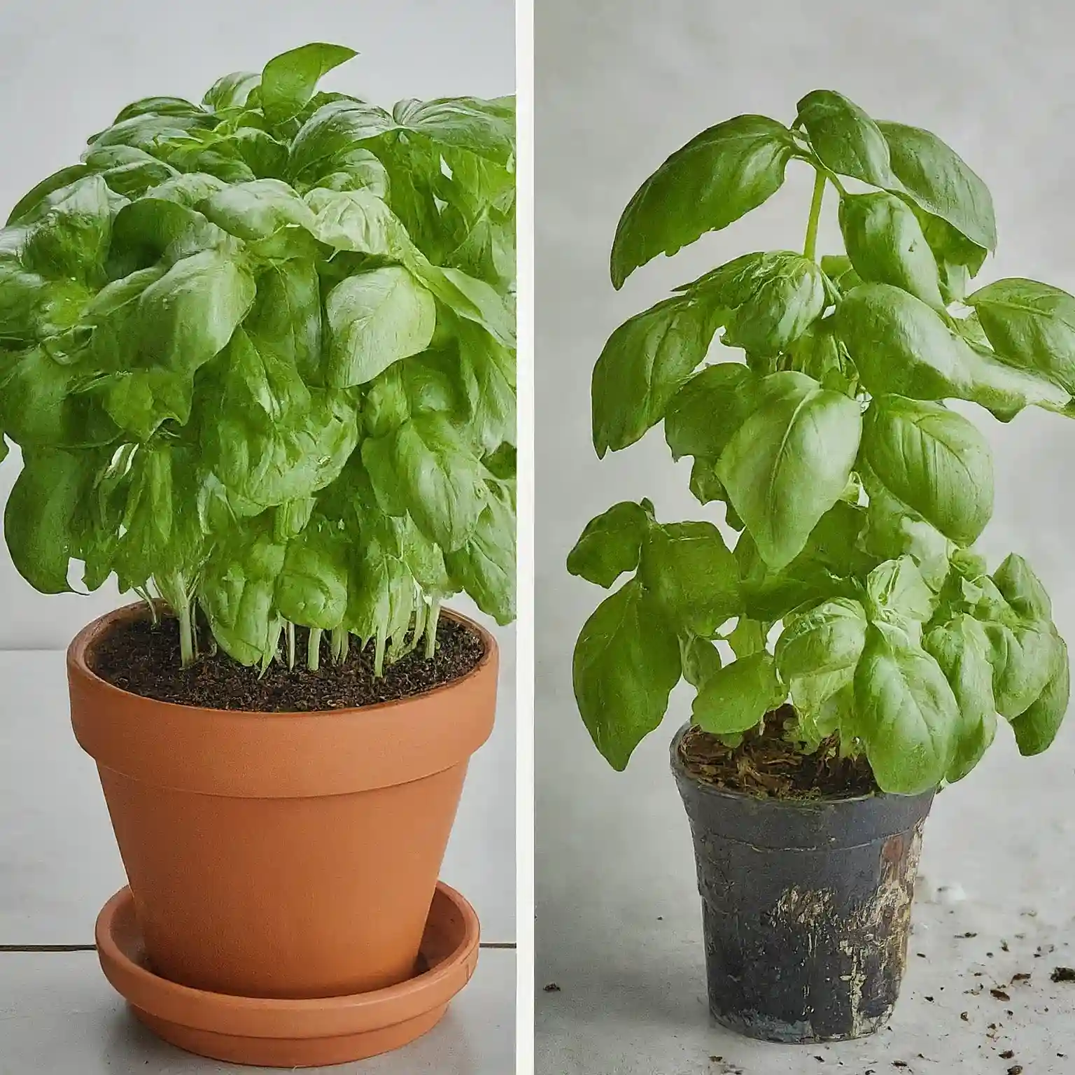 how to repot a small basil plant