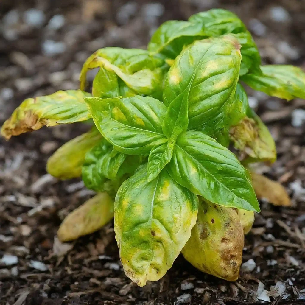 basil plant care yellow leaves