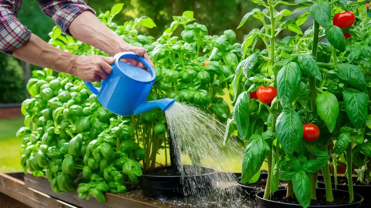 Watering and Fertilizing Basil and Tomatoes