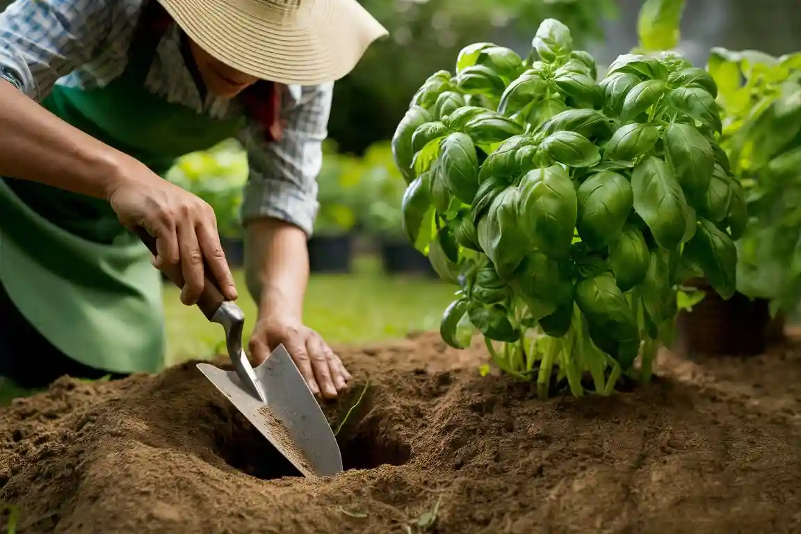 How deep should basil be planted in the ground