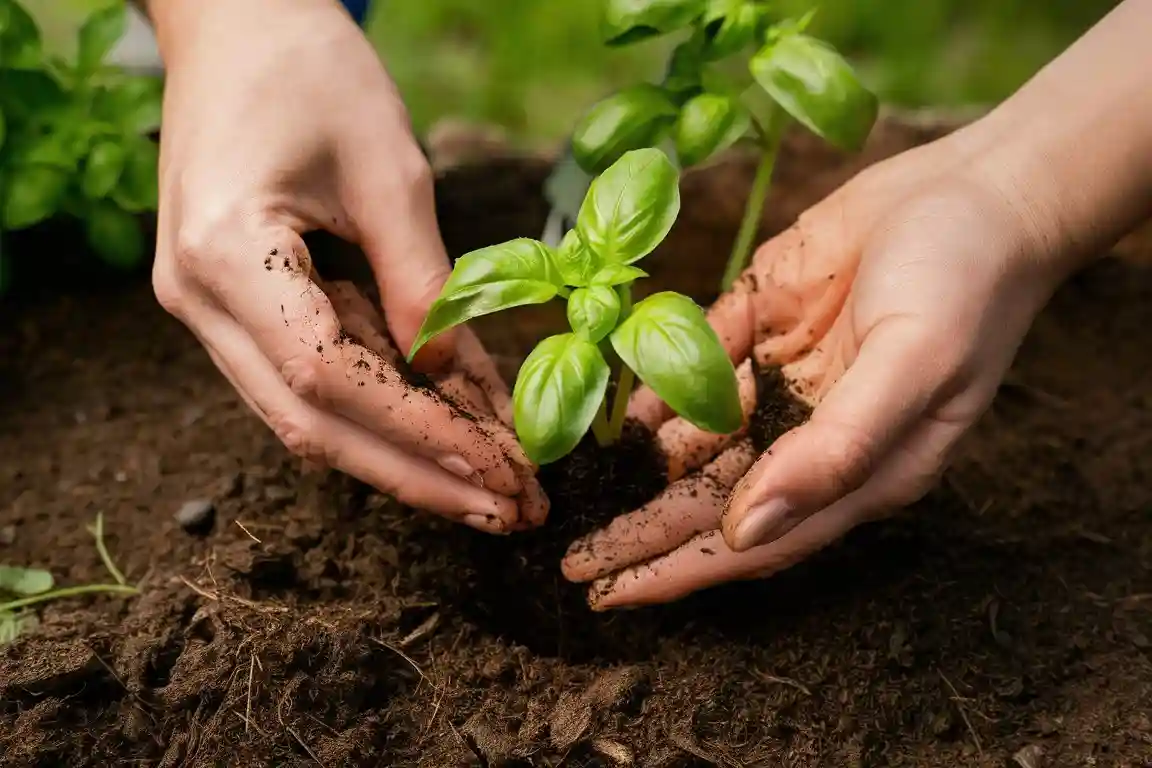 How deep should basil be planted indoors