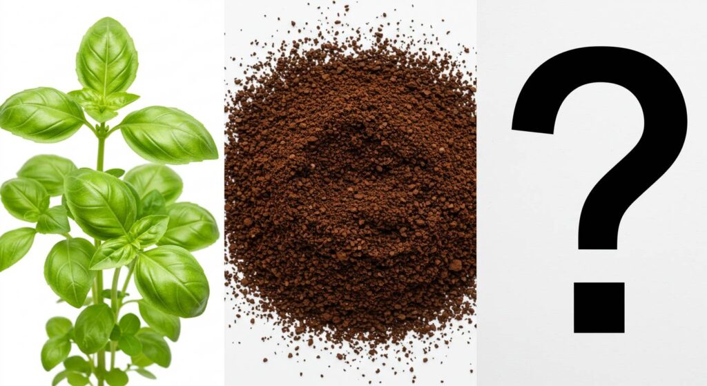 basil and coffee grounds

