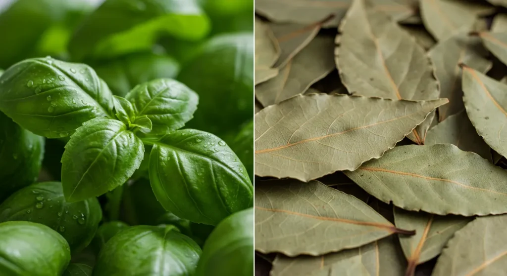 basil bay leaf comparison
