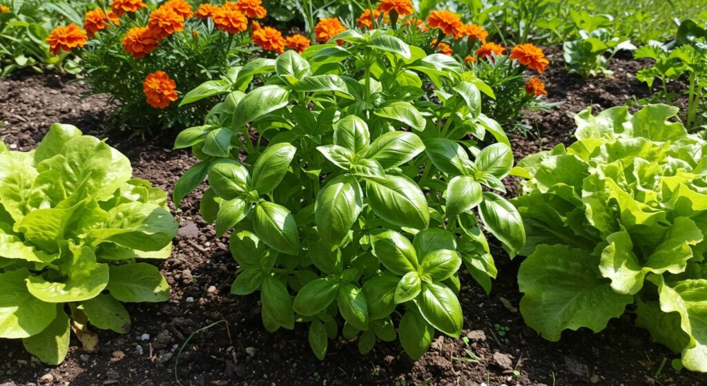 basil growing in full sun

