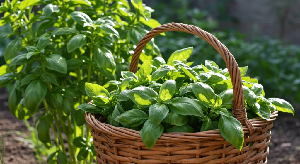 basil harvest and regrowth