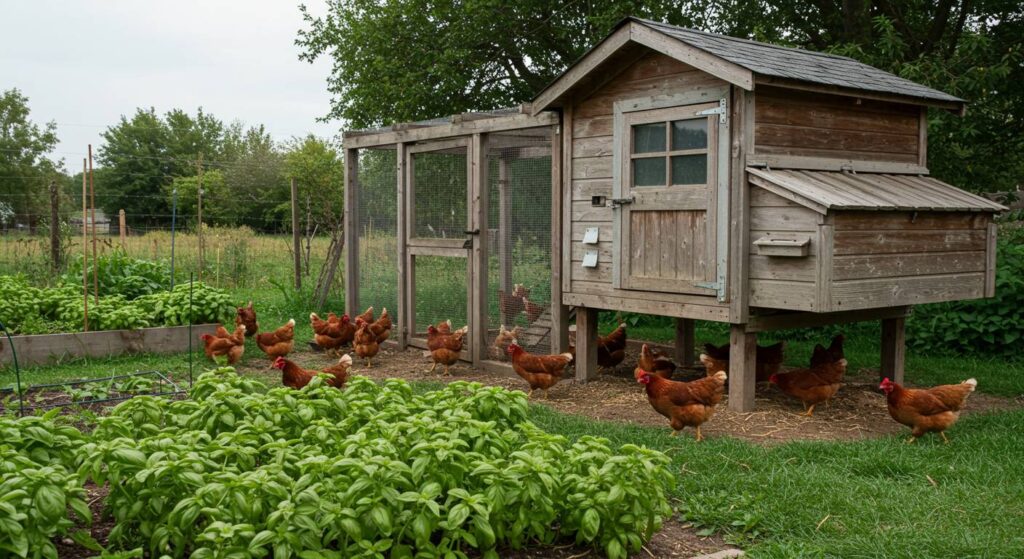 basil in chicken coop
