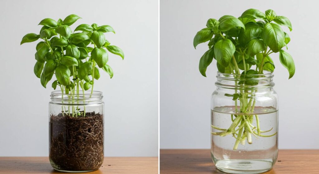 basil in water instead of soil
