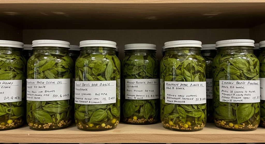 basil infused olive oil storage