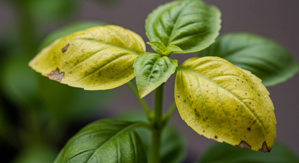 basil plant care yellow leaves