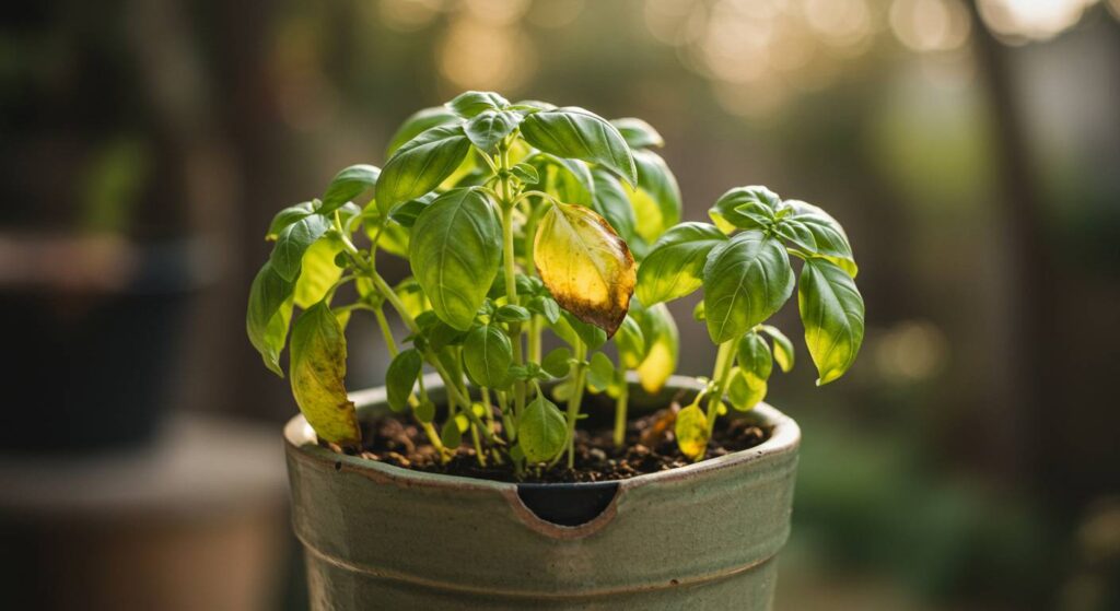 basil overcrowding in pots