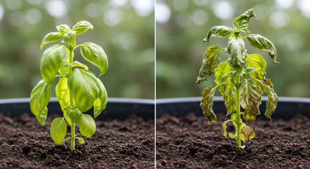 basil overwatering signs
