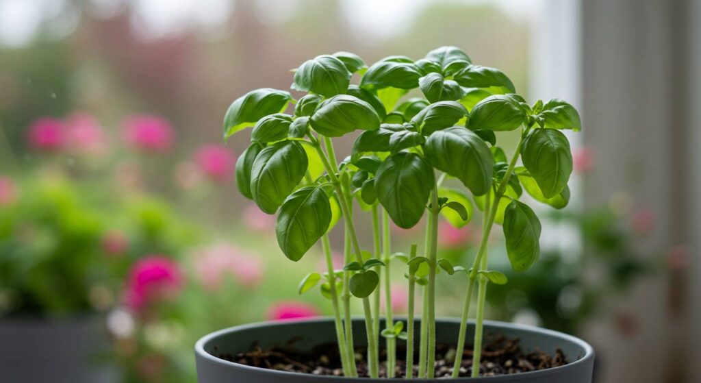 basil plant after harvest