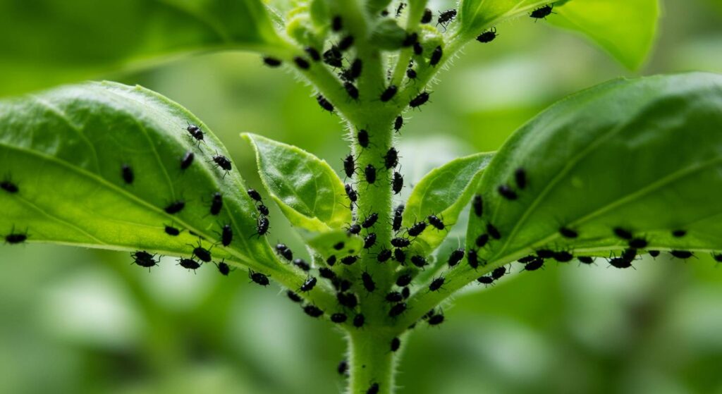 basil plant black bug infestation
