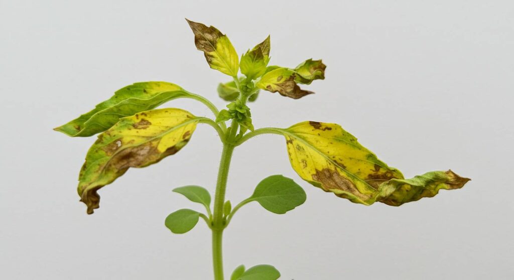 basil plant is not growing bushy