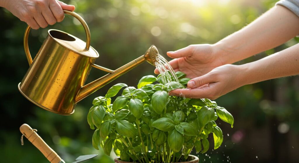 basil plant losing green color
