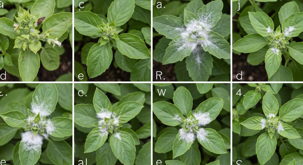 basil plant sick white
