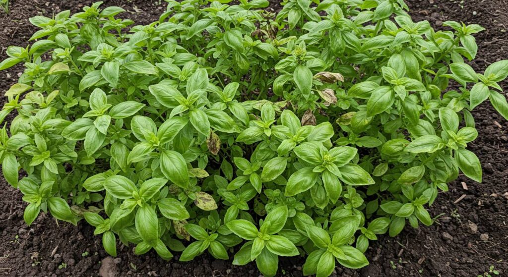 basil plant unmanaged
