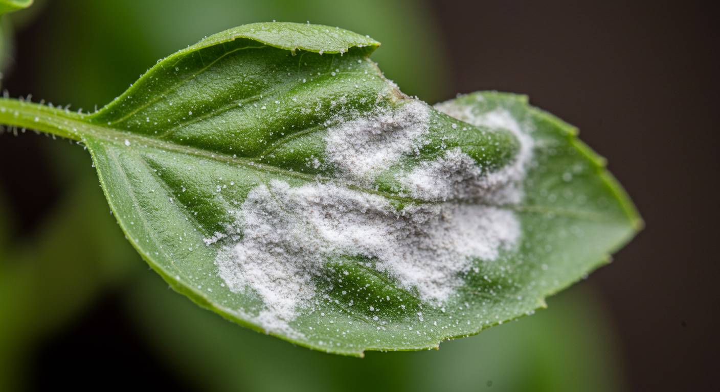 white mold on basil plant