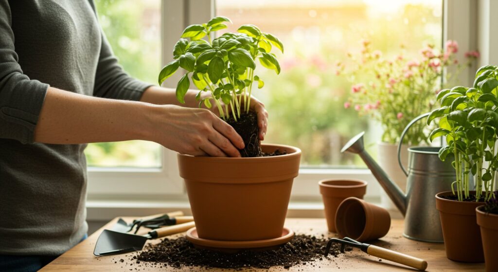 basil plant winter indoor
