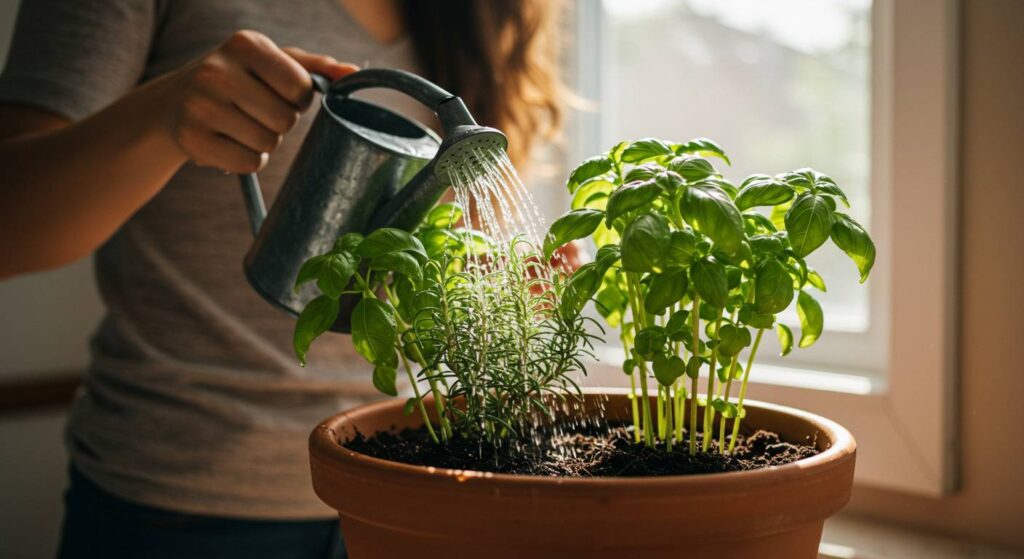 basil rosemary in same container

