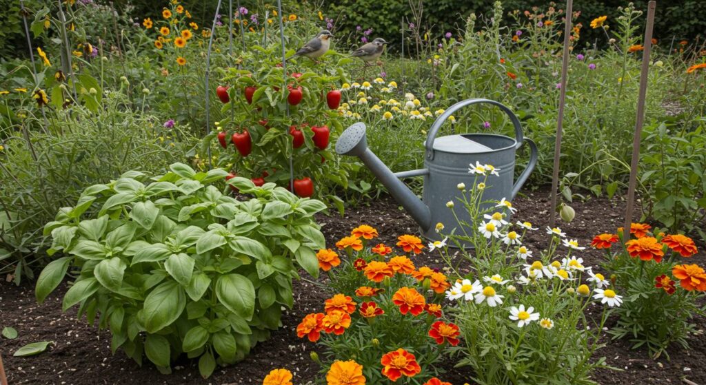 basil's best friends in the garden
