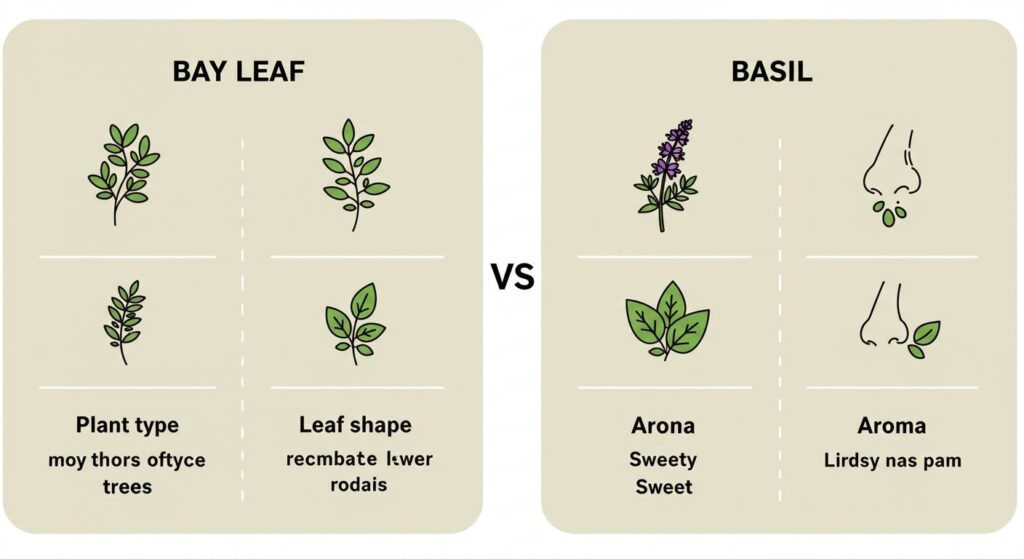 bay leaves and basil comparison
