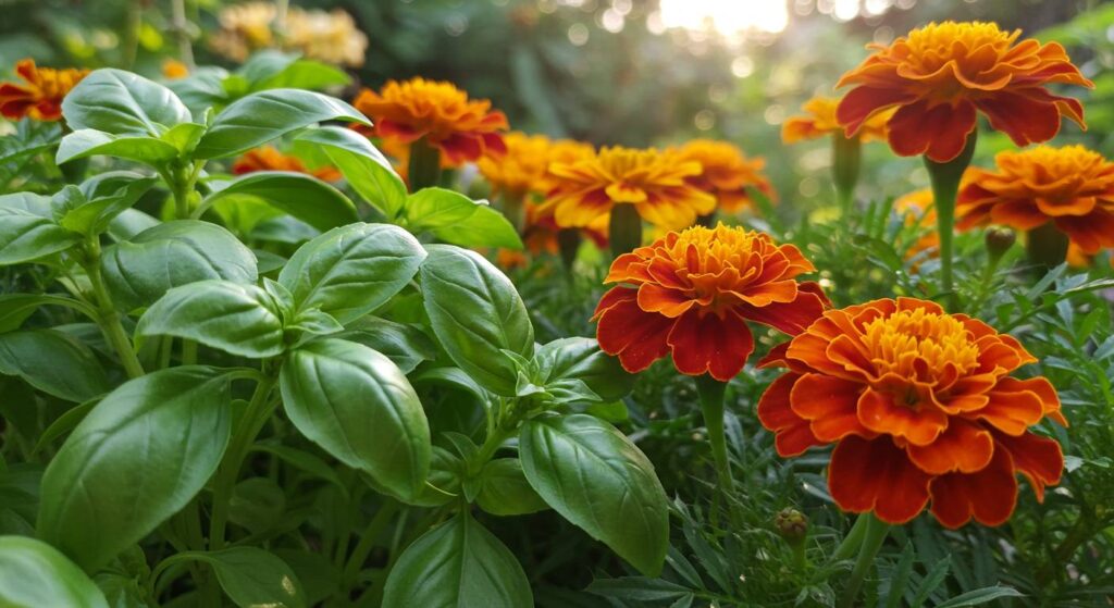 best companions for basil marigolds
