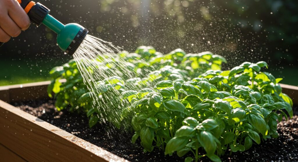 best watering practices for basil outdoors
