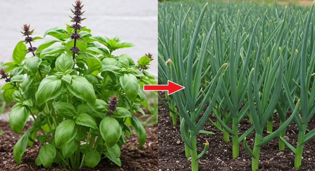 can basil and garlic be planted near each other
