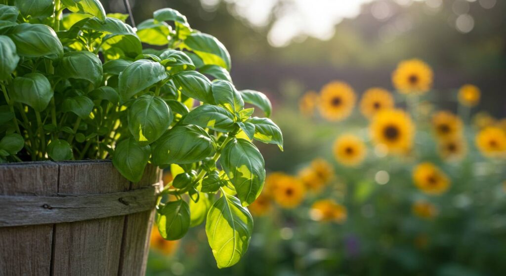 caring for basil in hanging baskets
