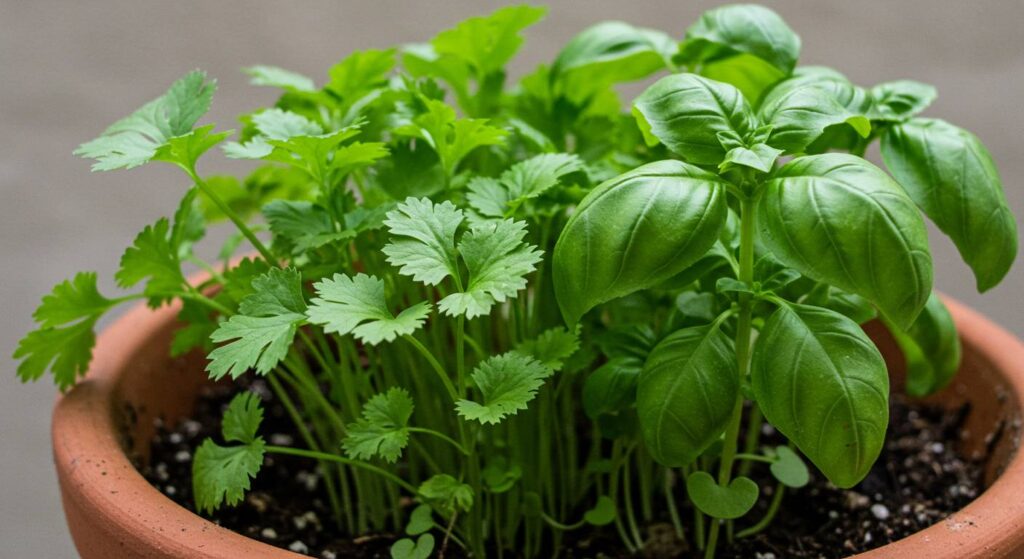 cilantro and basil in same pot
