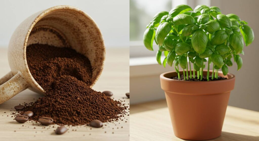 coffee grounds as basil fertilizer
