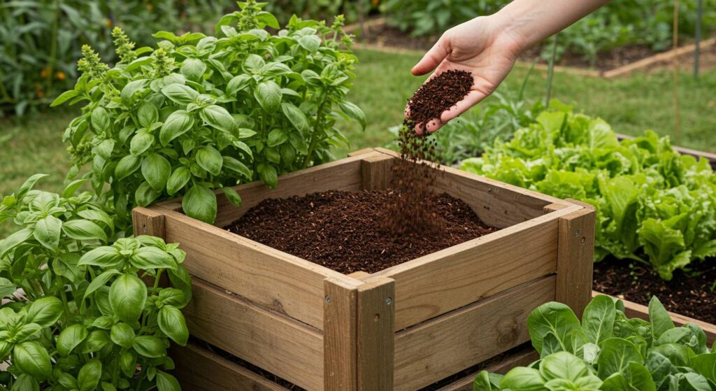 composting coffee grounds for basil