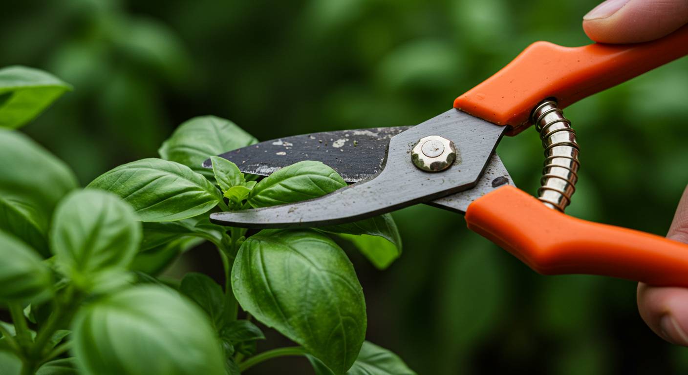 cutting basil and regrowth