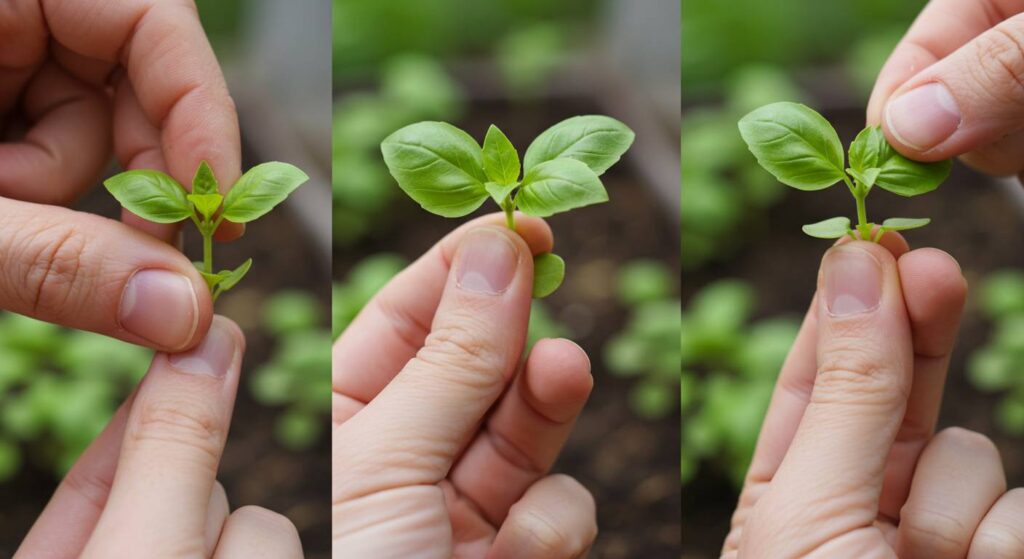 do you pinch basil starts before planting
