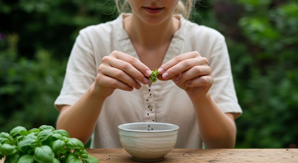 extracting basil seeds
