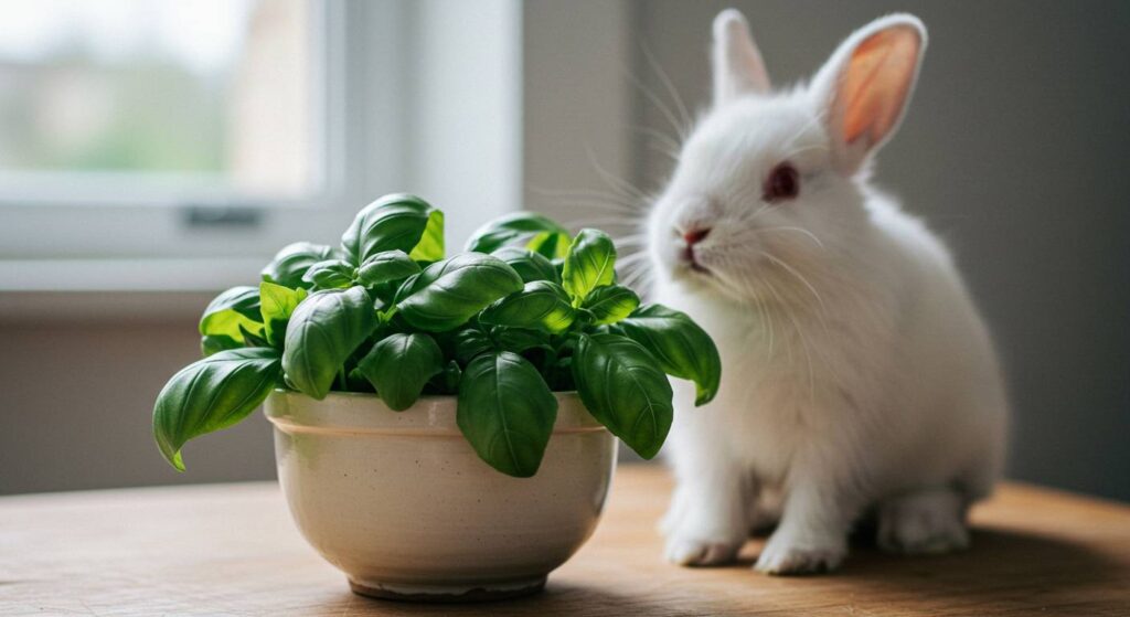 feeding rabbits basil
