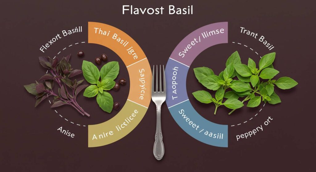 flavor profile of thai basil compared to regular

