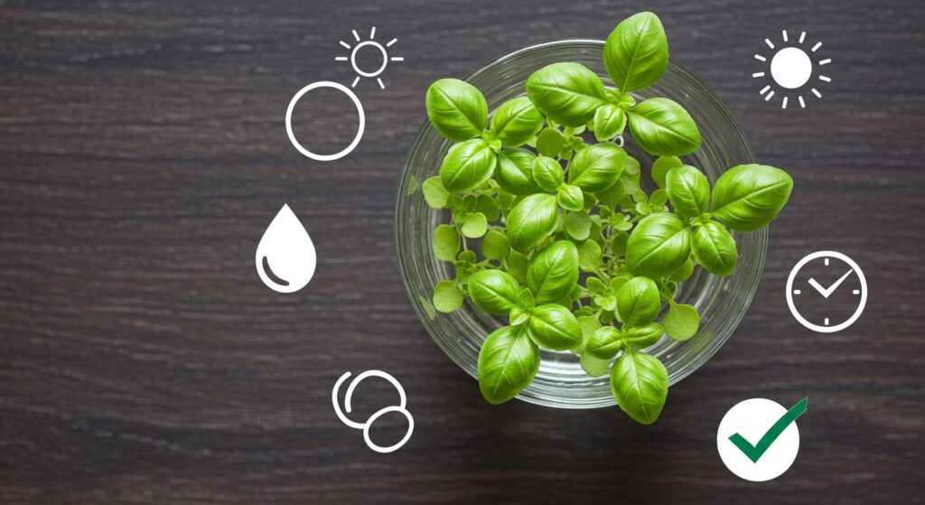 fresh basil in water tips
