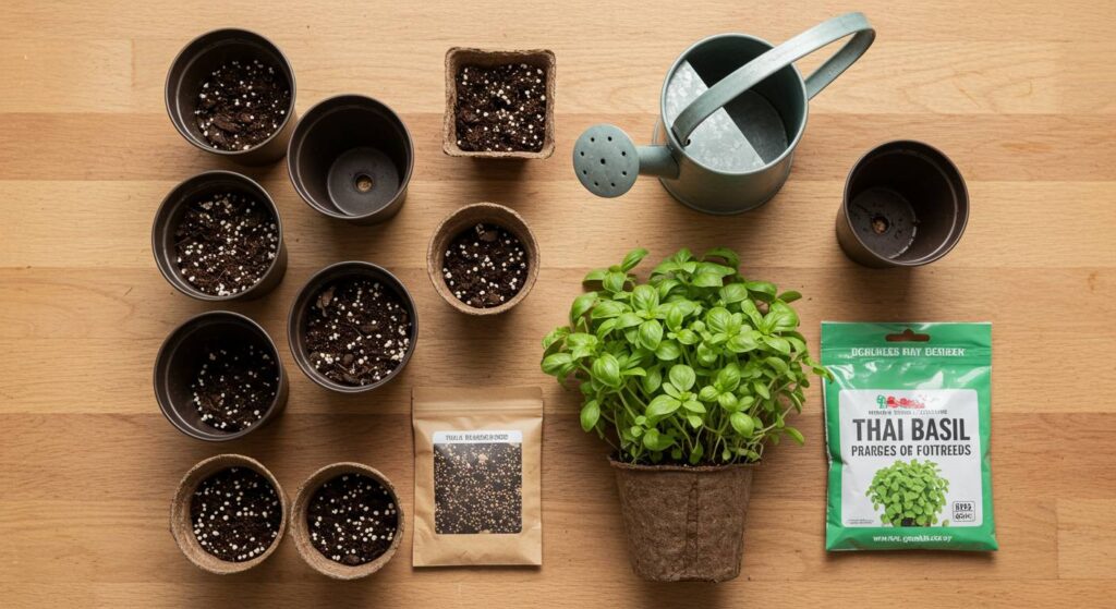 germinating thai basil seeds
