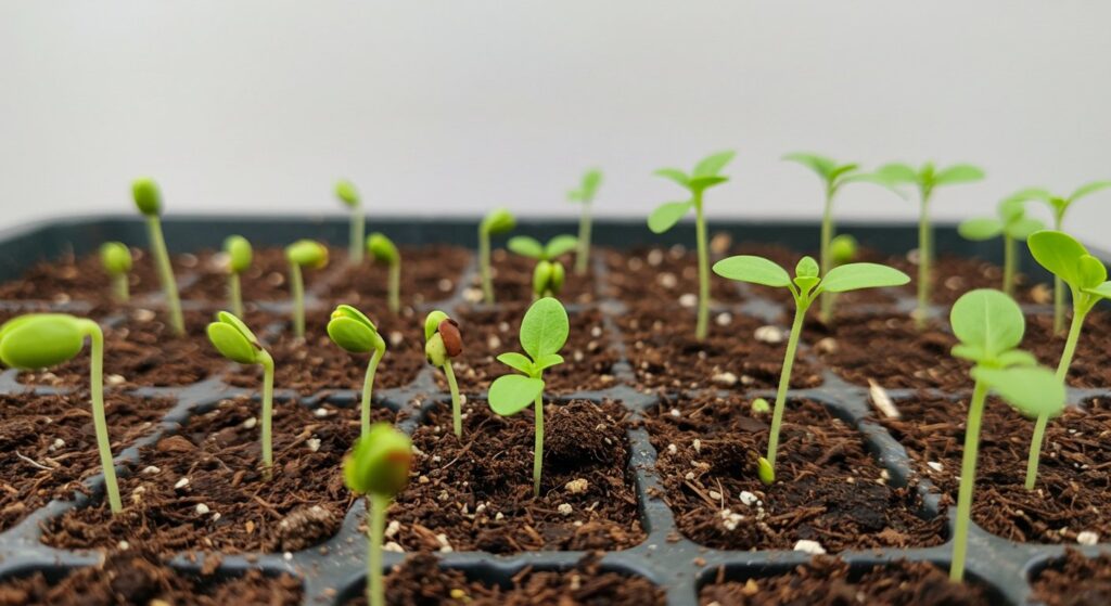 germinating thai basil seeds
