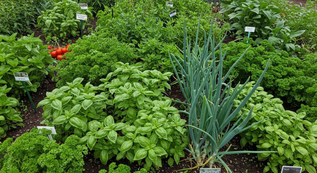 good companion plants for basil and green onions
