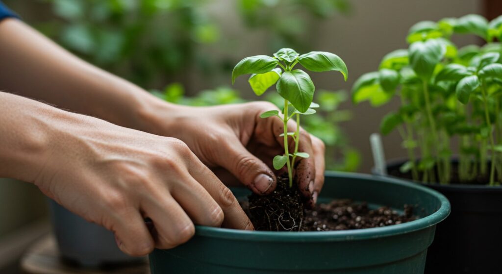 growing basil from seed in pots indoors
