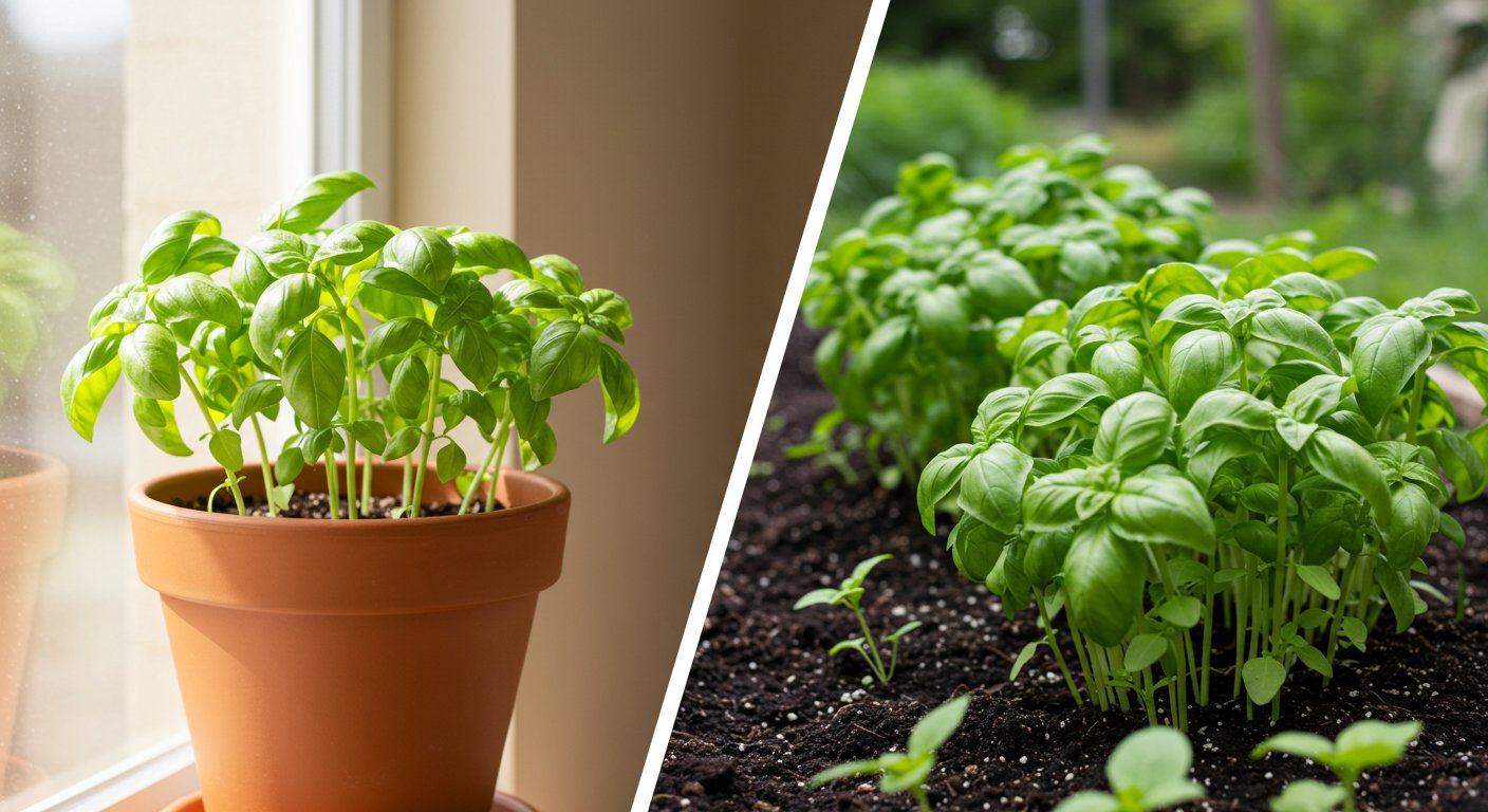 Does basil grow better in pots or in the ground