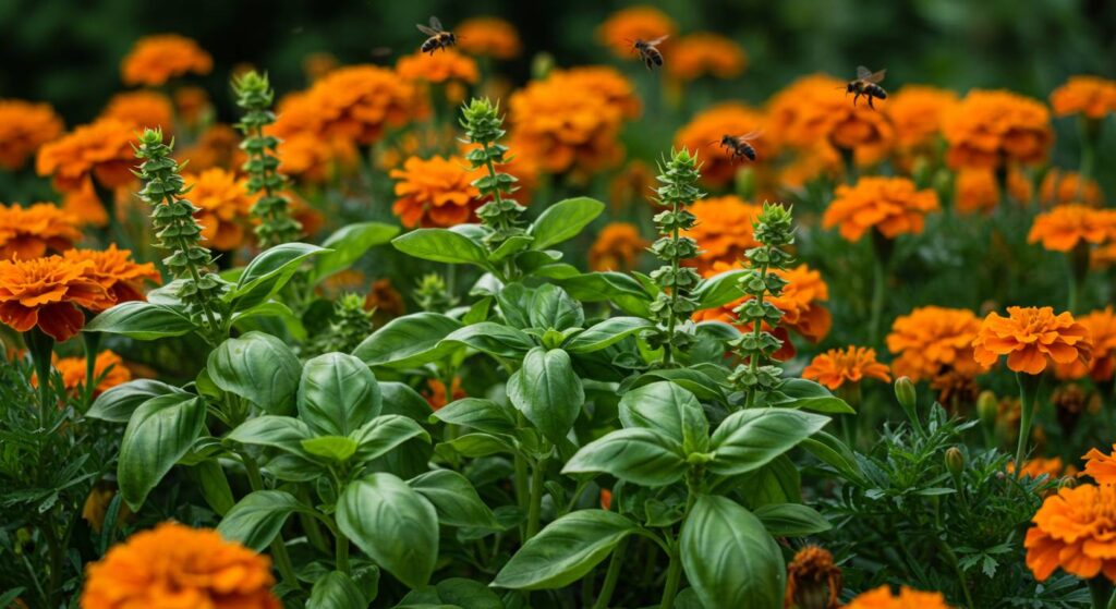 growing basil near marigolds
