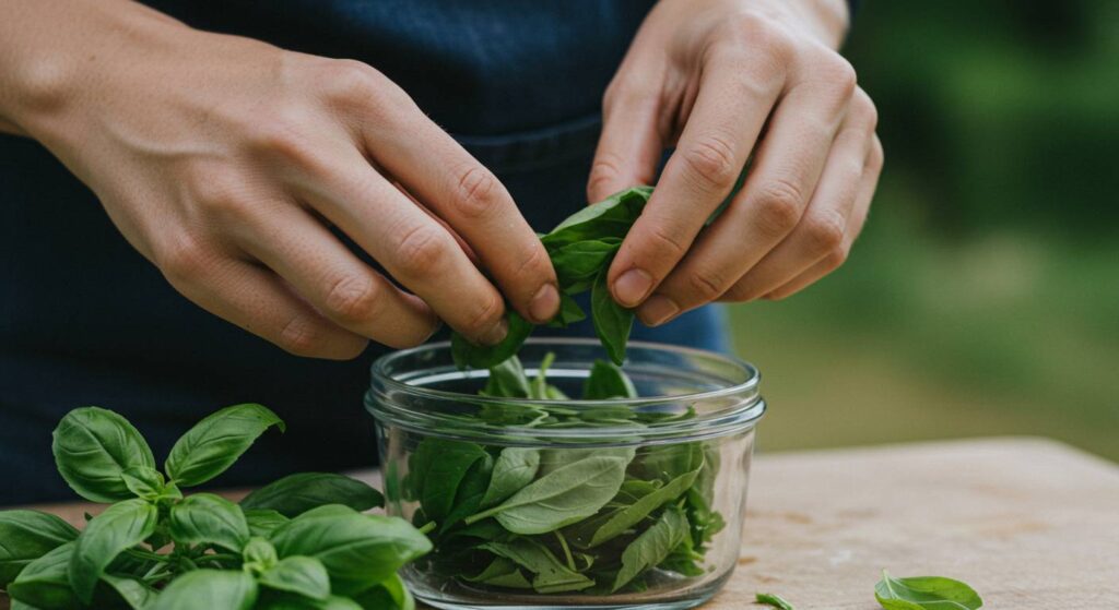 handling fresh basil