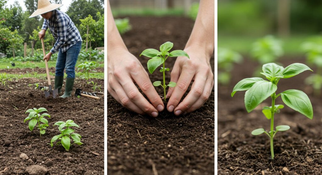 how deep to plant basil in California
