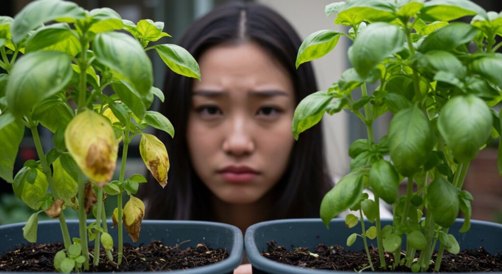 how dense to plant basil in pots
