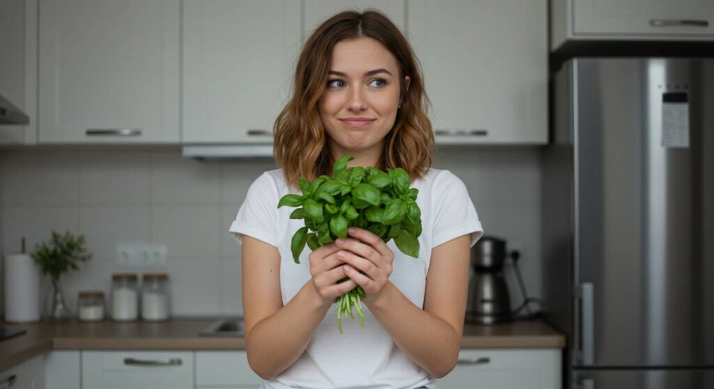 how many tablespoons in a handful of basil
