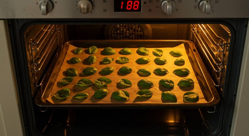 how to dry basil in the oven
